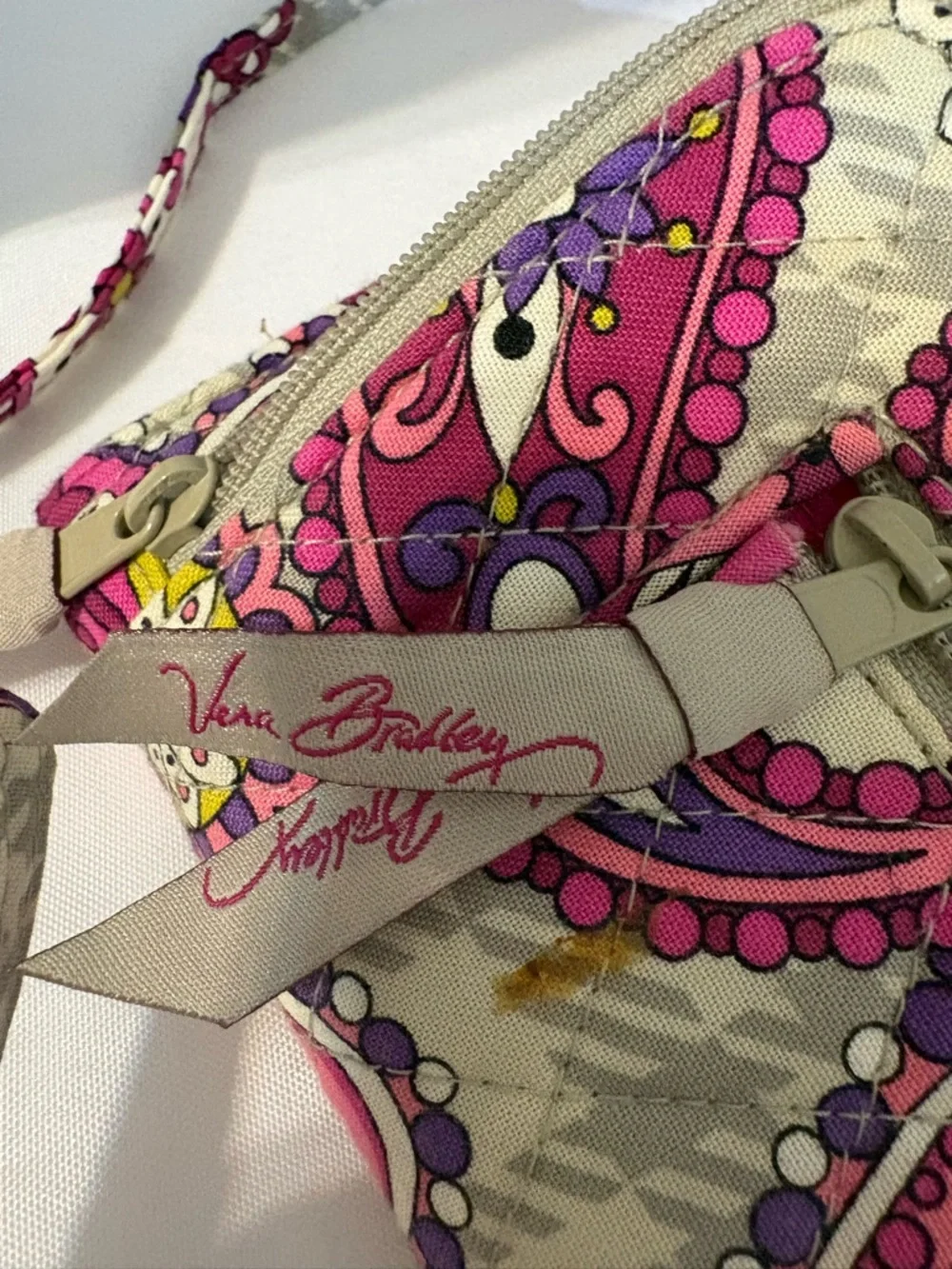 Vera Bradley Organizer Wallet detachable crossbody‎ strap Paisley Meets Plaid